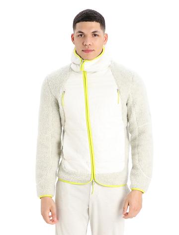 Pánské Mikiny S Kapucí Icebreaker RealFleece™ Merino High Pile Long Sleeve Zip Hood Bílé | CZ 1702RVDW